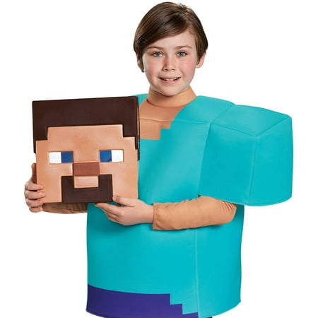 Dispguise Minecraft Steve Classic Boys Halloween Fancy-Dress Costume for Child, L (10-12)