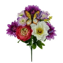 Mainstays 16.5 inches Indoor Artificial Dahlia and Butterfly Bush, Purple Color.