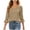 Khaki, variant on Bosfbaoi 3/4 Bell Sleeve Tops for Women Solid V Neck Hollow Trim Casual Blouses