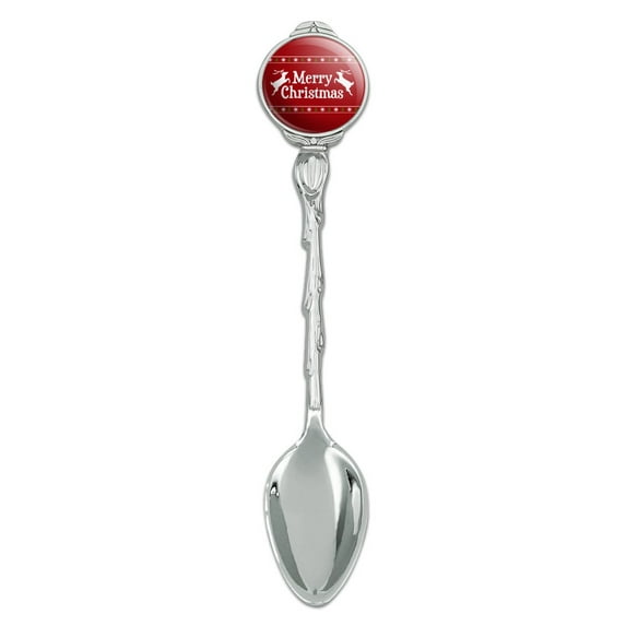 Merry Christmas Holiday Reindeer Novelty Collectible Demitasse Tea Coffee Spoon