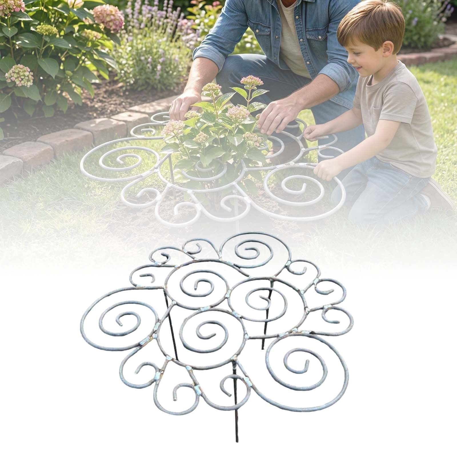 Metal Garden Plant Support Ring Flexible Adjustable Vine Climbing Holder Sturdy Iron Frame Plant Growth Support for Flower Vegetable Tomato Silver