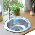 thumbnail image 3 of vidaXL Kitchen Sink Undermount Sink with Strainer Stainless Steel Sink Round, 3 of 47