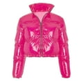 thumbnail image 5 of Cethrio Girls Puffer Jackets Size 7-8T, Fashion Stand-up Collar Warm Zip up Winter Coats Hot Pink, 5 of 5