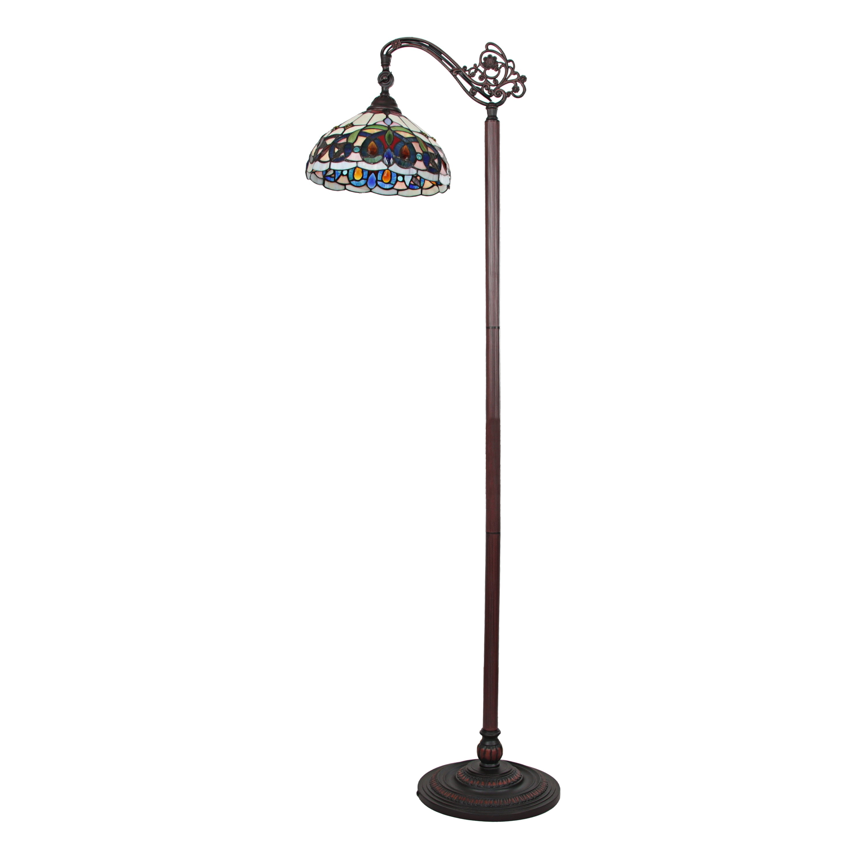 Radiance Goods Victorian Tiffany-Style Dark Bronze 1 Light Reading Floor Lamp 11" Wide/62" Tall