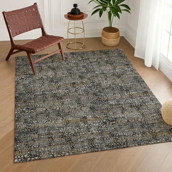 Addison Rugs Chantille Indoor/Outdoor Contemporary Abstract Black Machine Washable Rectangle Rug, 10' x 14'