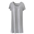 thumbnail image 1 of Tnhcen Robe de Pyjama à Rayures en Modal pour Femme avec Coussinets de Soutien-Gorge Intégrés - Vêtement de Nuit Doux et Confortable Col Ras du Cou Manches Courtes Tissu Extensible Facile d'Entretien Tenue Décontractée à la Maison M-3TG, 1 of 3