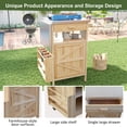 thumbnail image 5 of Outdoor Grill Cart with Drop Leaf, Stainless Steel Tabletop Outdoor Kitchen Island, Solid Wood Outdoor Buffet Cabinet with Lockable Wheels for Grilling, Natural, 5 of 7