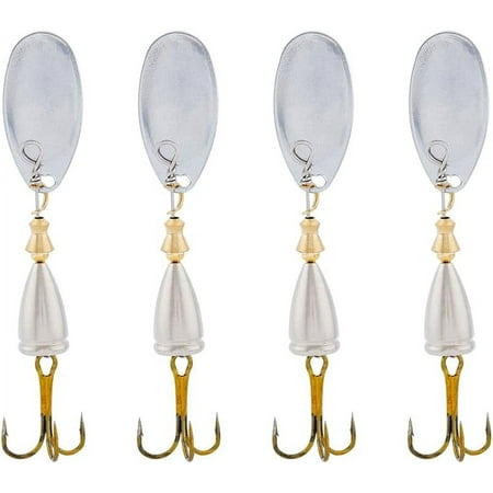 4Pcs Fishing Lure Spinnerbait 304 Stainless Steel Trout Fishing Lures Bass Trout Salmon Hard Metal Spinner Baits Kit Fishing Hook Baits with Tail Spinners Blade for Fishing Tackle 68mm