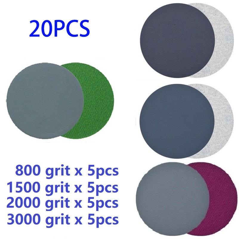 20pcs 5inch Hook&Loop Wet/Dry Sanding Discs 800 1500 2000 3000 Grit Sandpaper