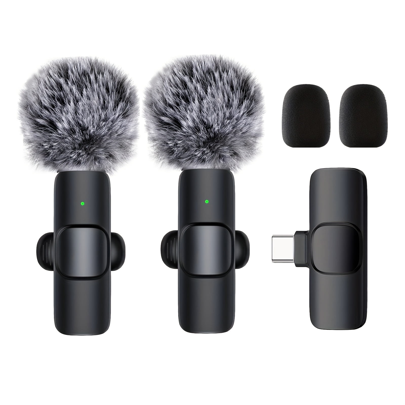 Wireless Lavalier Microphone with 1-Touch Recording, Clip-On, USB-C, Omnidirectional, for Streaming, USB Rechargeable, Plug & Play