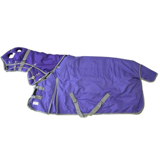 1200D Waterproof Poly Turnout Blanket with Hood - Purple 66