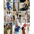 thumbnail image 6 of DOPI Womens Satin Silky Pajama Set Short Sleeve Shirt with Long Pajama Pant Set Soft Loungewear, 6 of 8
