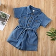 thumbnail image 3 of Kiapeise Toddler Girl Denim Short Sleeve Jumpsuit Outfit Summer Clothes, 3 of 9