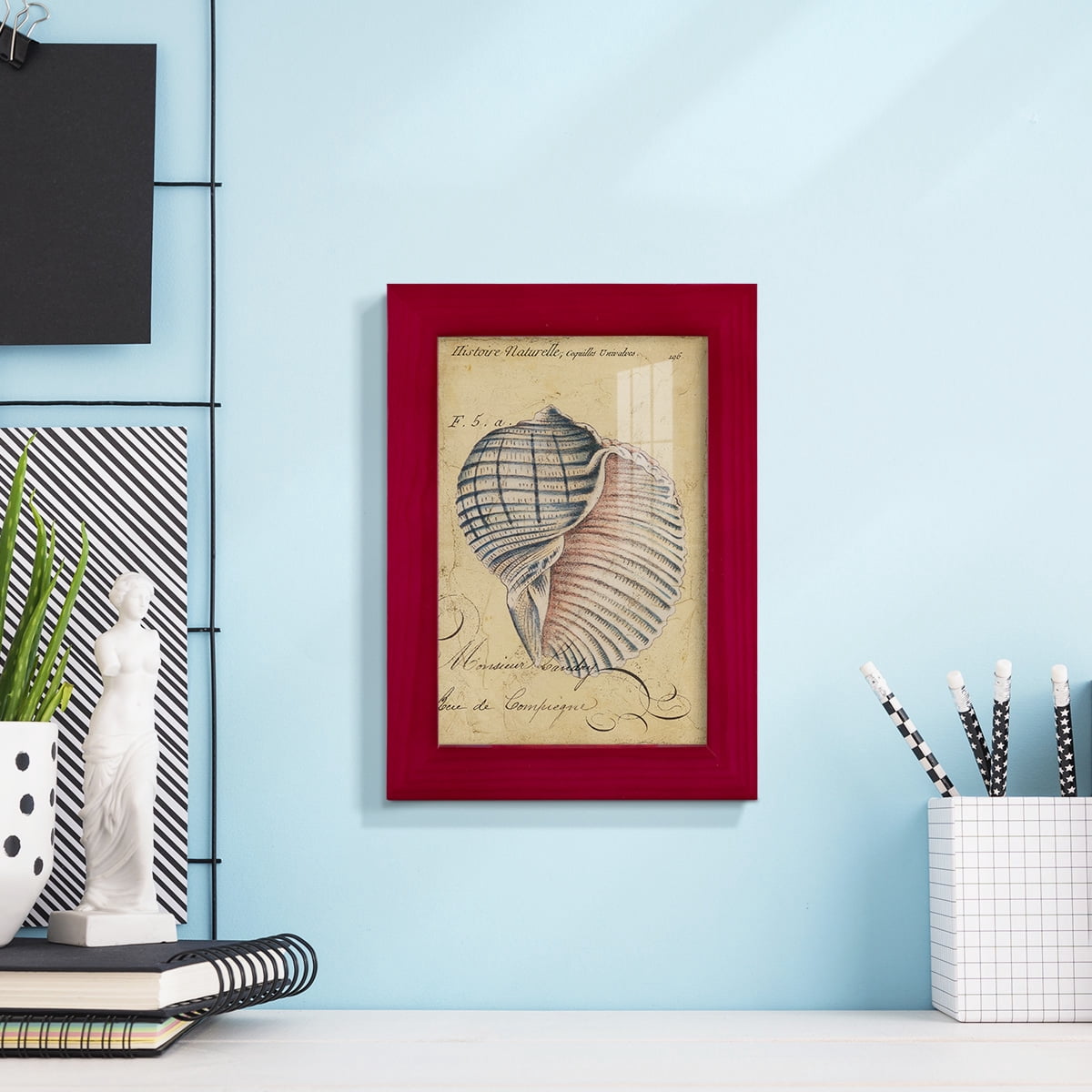 Seashell Ephemera V - Framed Print w/glass - Cherry Red