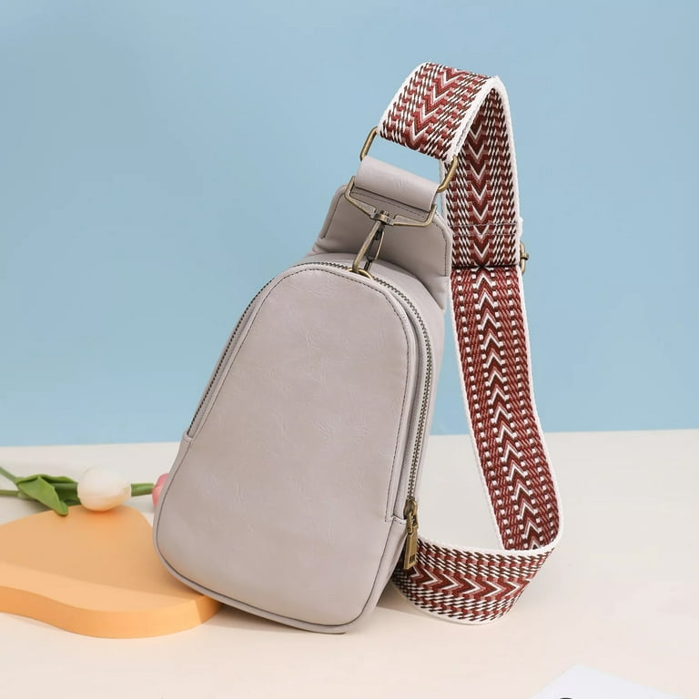 Chain Waist Bag For Women Designer Jacquard Embroidered Shoulder Handbag Pu  Leather Belt Bag Wide Strap Crossbody Chest Bag Sac