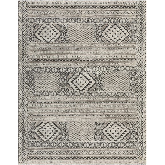 Hauteloom Hemyock Wool Living Room, Bedroom Area Rug - Traditional - Black, Off White, Charcoal - 10' x 14'