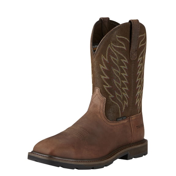 Ariat; Men's Groundbreaker Wide Square Toe Steel Toe Work Boot, Brown, 10
