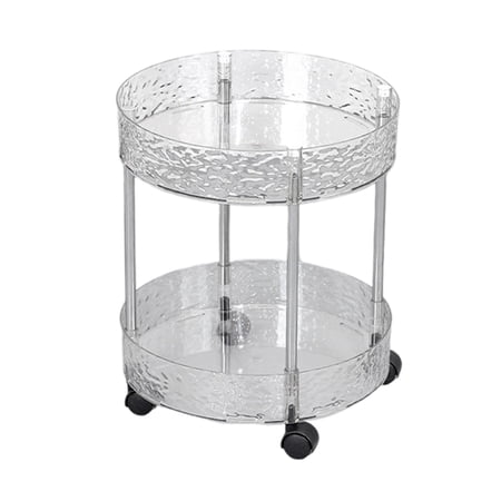 Wozhuo Two Tier Kitchen Bathroom Living Room Shelf Floor Storage Rack Multi-Layer Transparent Storage Cabinet Movable Trolley Easter Home Decor
