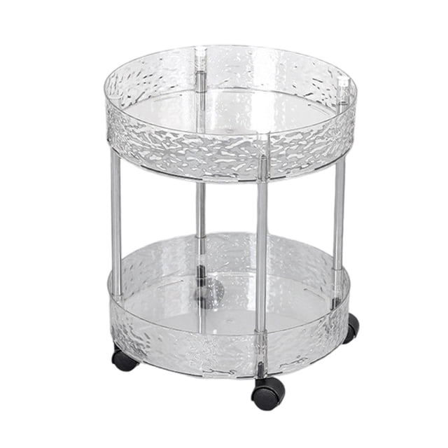 Leodye 1PCS 2-tier Transparent Storage Trolley - Movable Multi-layer Rack, for Kitchen/Bathroom/Living Room -13.77x12x12in