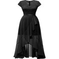 thumbnail image 2 of Women Lace Cap Sleeve Dress Casual Ruffle High Low Party A-Line Dress, 2 of 6