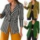 thumbnail image 2 of Chaqueta Elegante Mujeres Casual Vintage imprimir single Button lapel manga larga Slim traje temperamento Cardigan Coat para las damas de oficina,blazer moda（Verde， L), 2 of 5