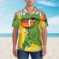 thumbnail image 2 of Fuzoiu T-Rex Playing Football Print Hawaiian Shirt for Men, Summer Beach Casual Short Sleeve Button Down Shirts, Men’s Beach Summer Shirts with Pocket,XX-Large, 2 of 7