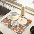 thumbnail image 2 of Yayeee Dish Drying Mat for Kitchen Counter 18" x 24" Microfiber Super Absorbent Coffee Decorative Pad, Rustic Floral, 2 of 9
