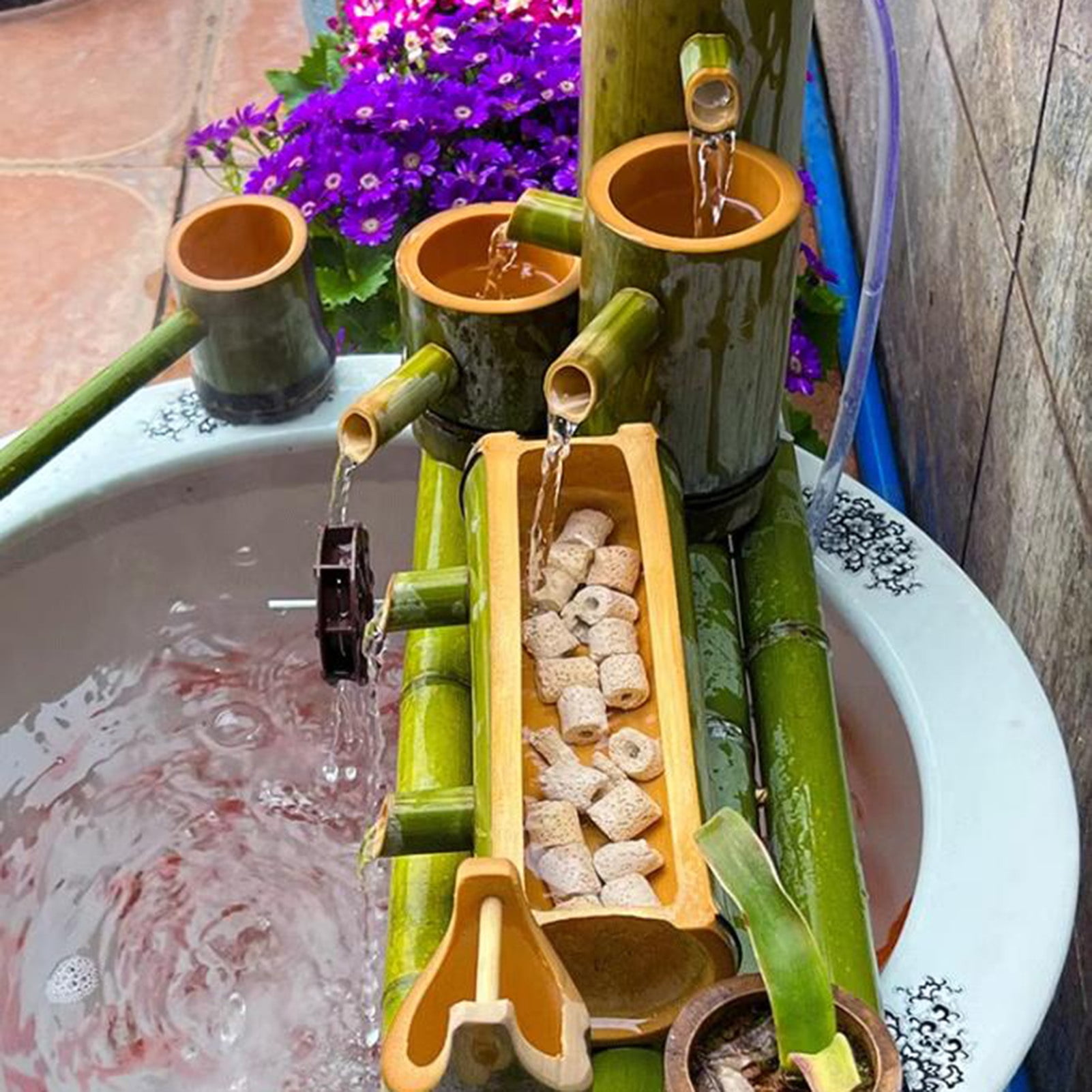 Zen Garden Fountain, Japanese Garden Decoration Fountain, Outdoor Scene Water Feature Waterscape With Pump and Hose For Garden Pond Patio Balcony