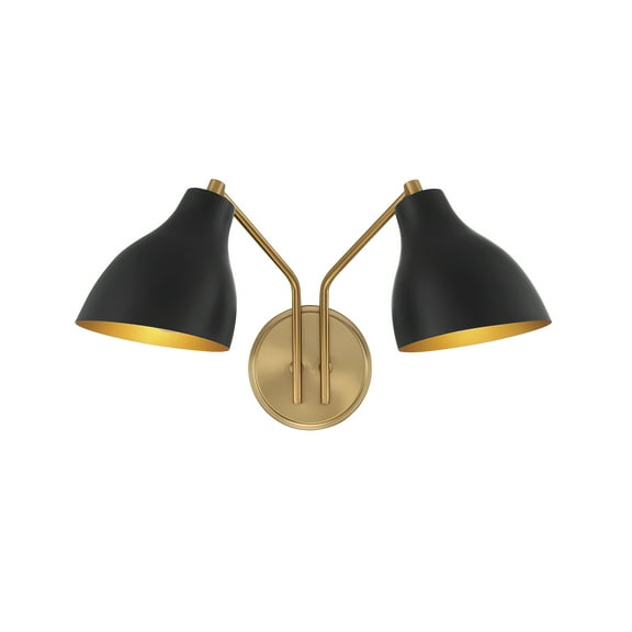 Trade Winds Layla 2-Light Wall Sconce in Matte Black with Natural Brass