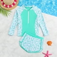 thumbnail image 2 of Zanarzt Swimsuit for Girls Long Sleeve Rash Guard Swimsuits 2 Piece Bathing Suit Summer Swimwear Green,9-10 Years, 2 of 6