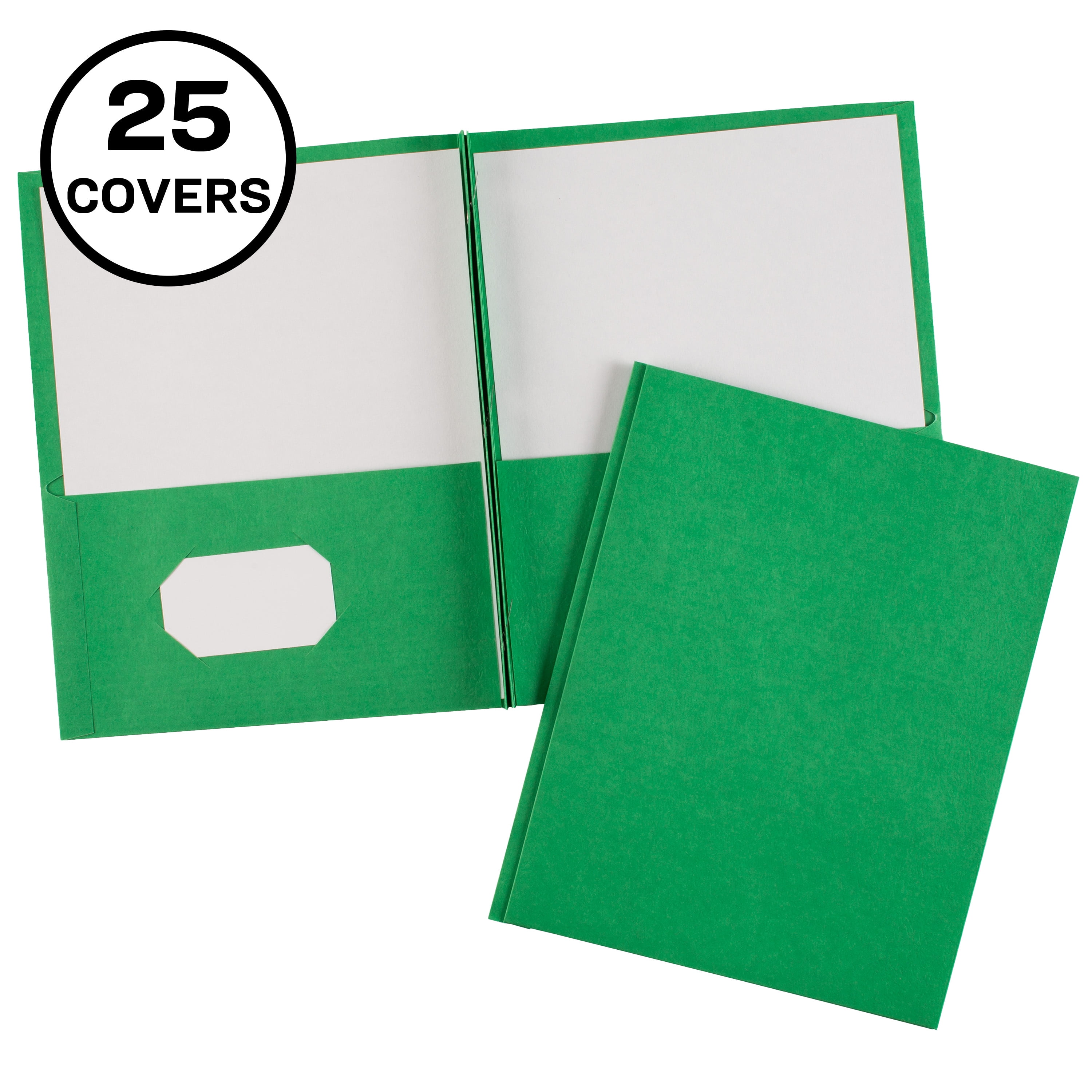 Two Pocket Folders with 3 Prong Fasteners, 25 Green Folders (47977)