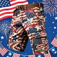 thumbnail image 4 of XAOFW Hiking Denim Workwear Shorts For Man Patriotic Red White Blue Shorts Independence Day USA Festival Cargo Shorts Holiday Vacation Versatile Bottoms L, 4 of 5