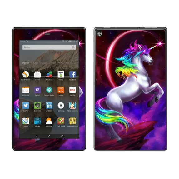 Skin Decal For Amazon Fire Hd 8 Tablet / Unicorn Rainbows Space