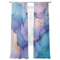 thumbnail image 2 of Modern Water Ripples Sheer Curtains 96 Inches Long 2 Panels Gold Blue Marble Texture Light Filtering Semi Sheer Window Curtains Drapes for Bedroom Living Room 52"x96", 2 of 7