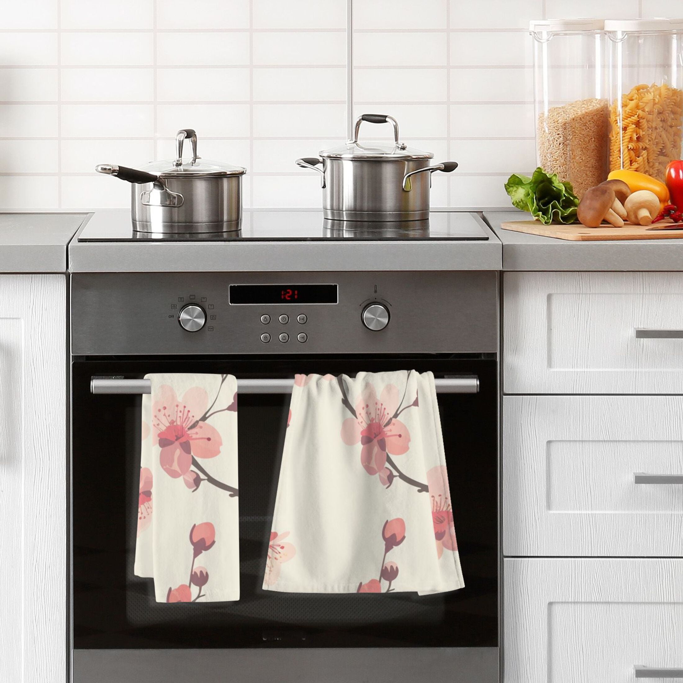 Delicate Cherry Blossoms 2 Pcs Hand Towel Set Cotton Absorbent Soft Face Towels Bath Towels for Bathroom Kitchen Shower Hotel Decor 16"x28"