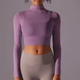 thumbnail image 2 of Annhoo Fall Workout Tops for Women Long Sleeve High Neck Basic Cropped Tees Casual Yoga Slim Shirts, 2 of 4