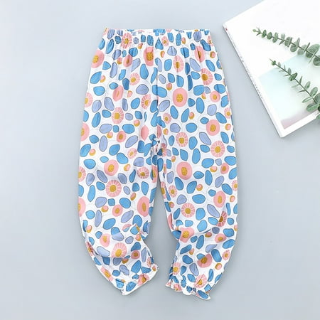 

WHLBF Toddler Kids Baby Girls Fashion Cute Sweet Print Flared Pants Trousers Leggings Blue 3-4Years