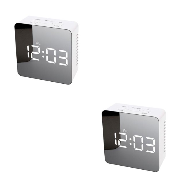 Naiovety Reloj despertador digital con superficie de espejo para sala de estar, proyector alimentado tipo c, relojes de Radio, brillo ajustable, tipo 1, Luz blanca tipo 1 2piezas Naiovety CBP441910
