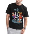thumbnail image 1 of Camiseta de algodón con estampado clásico de dibujos animados, cuello redondo informal, corte regular, tejido de punto ligero y elástico para todo tipo de clima, manga corta para adultos (negro), 1 of 7