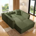 thumbnail image 2 of SEENYOO 133" Cloud Couch, Green Modular Sectional Sofa with 2 Ottomans, Corduroy Deep Seat for Living Room, No Assembly Required, 2 of 14