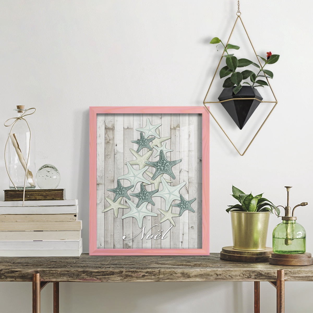 Coastal Christmas IV -Framed Print w/glass-Sunset Pink