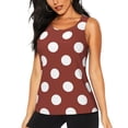 thumbnail image 1 of Fotbe Maroon And White Polka Dot Blusas Sin Mangas para Mujer – Estilo Casual, Corte Suelto, Slim-Fit, Cuello Redondo Deportivo, Tops de Verano para Gimnasio y Yoga-XX-Large, 1 of 7