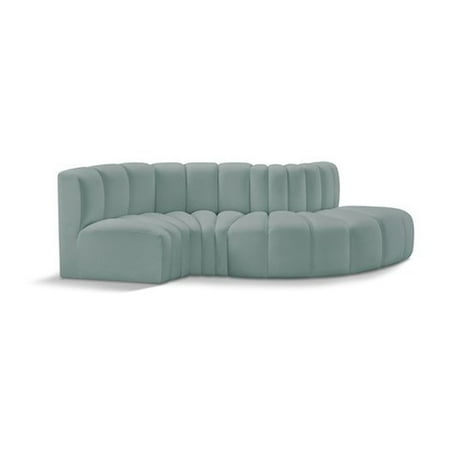 Meridian Furniture Arc Mint Green Vegan Leather Modular Sectional