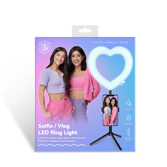 Dixie & Charli - Selfie / Vlog LED Heart Ring Light with Black Table Stand