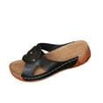 thumbnail image 2 of Womens Sandals Comfortable Wedge Open Toe Slip-on Thick Heels Sandals Summer Casual Leisure Dressy Daily Shoes Outerwear, 2 of 9