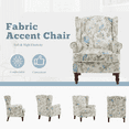 thumbnail image 2 of Hommow Vintage Floral Print Upholstered Armchair, White, with Dark Wood Legs, 2 of 7