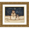 thumbnail image 1 of Lewis, Kim 31x26 Gold Ornate Wood Framed with Double Matting Museum Art Print Titled - Three Snowmen, 1 of 4