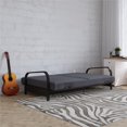 DHP College Metal Arm Futon, Black Frame with Gray Mattress