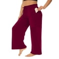thumbnail image 2 of Women's Plus Size Wide Leg Solid Color Casual Palazzo Pants High Waist Yoga Comfy Loose Lounge Pants with Pockets Drawstring Workout Comfy Joggers Sweatpants Pants 2026 Wine XXL, 2 of 4