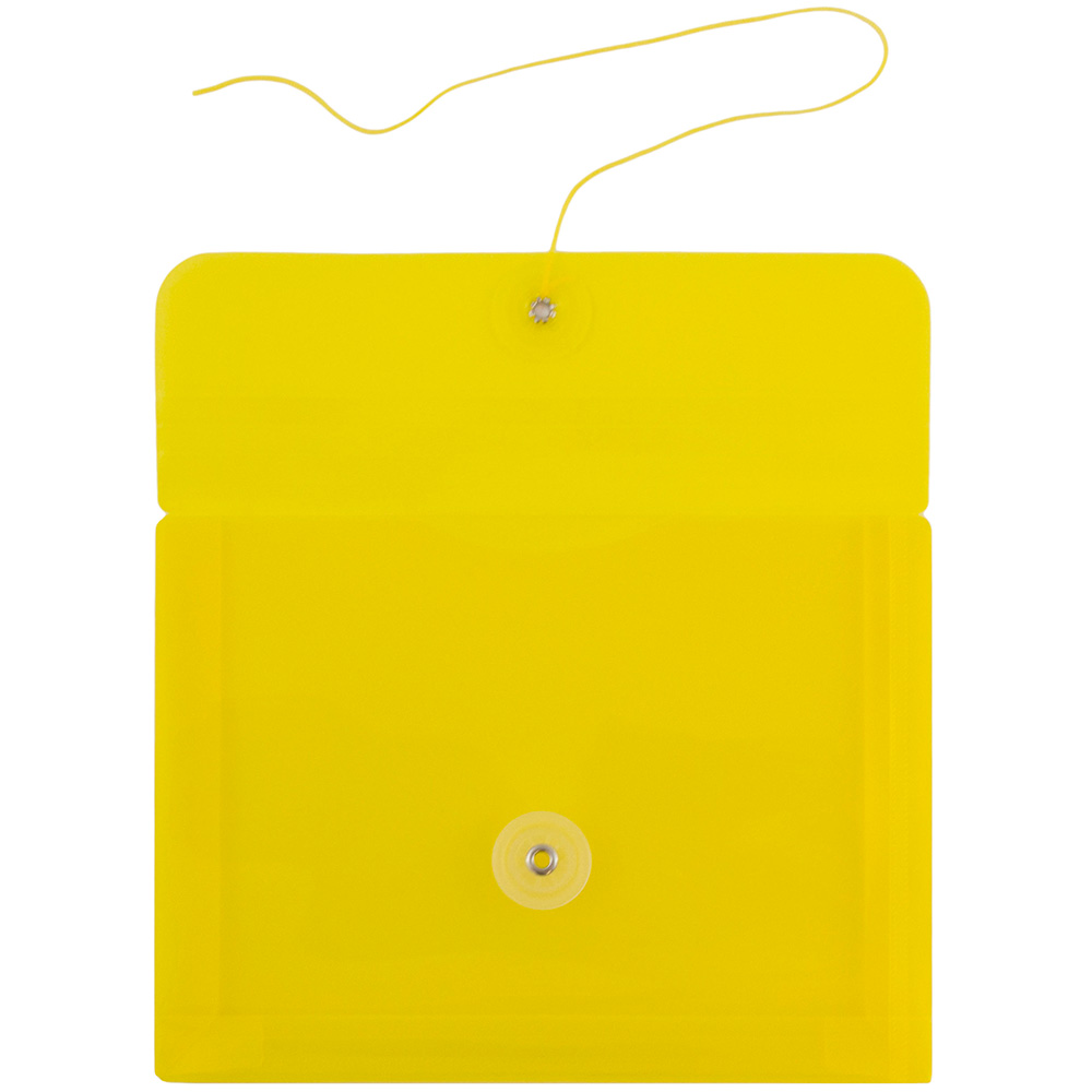 JAM Paper Plastic Envelopes with Button & String Tie Closure, Index Size, 5 1/2 x 7 1/2, Yellow, 3/Pack